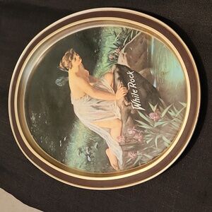VINTAGE OVAL METAL BEER TRAY, ' WHITE ROCK' ADVERTISEMENT. '14.5×11.50
